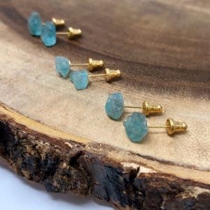 Raw Aquamarine Crystal Earrings